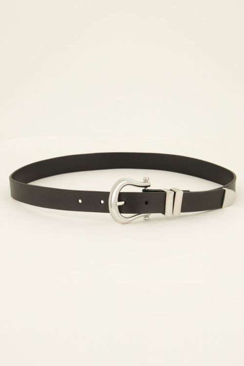 Zwarte riem basic met zilverkleurige gesp