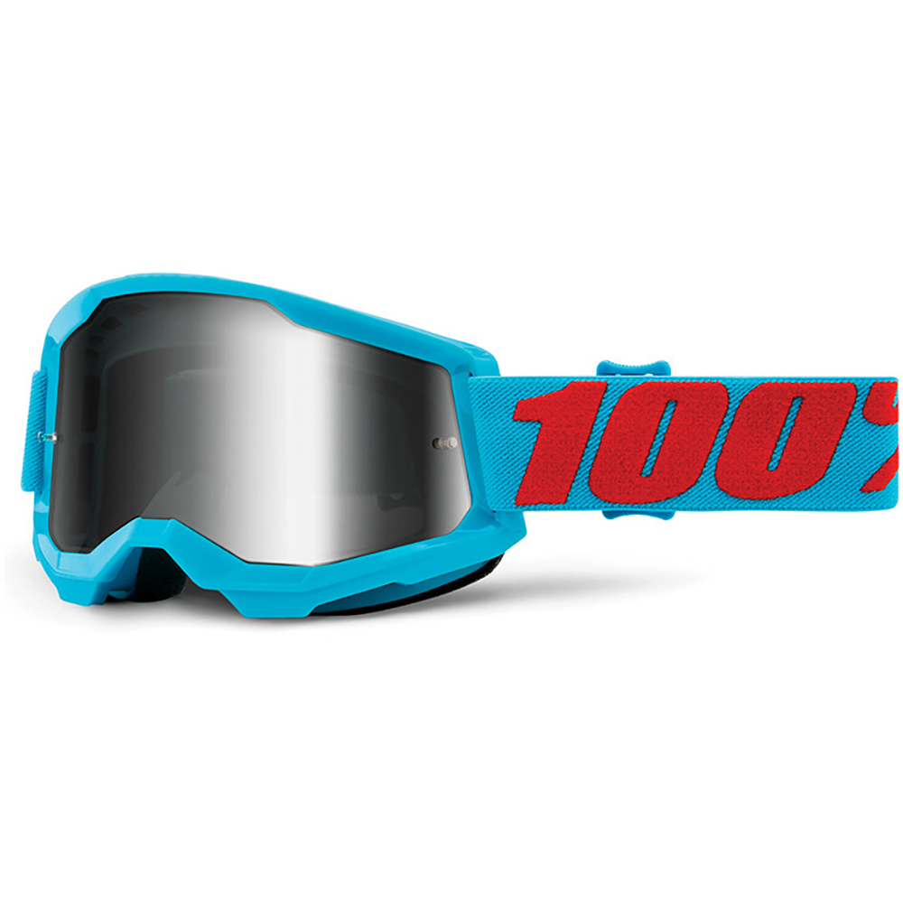 100% - Masque Strata 2 - Ecran Mirror - 2021 Bleu Clair / Rouge / Iridium