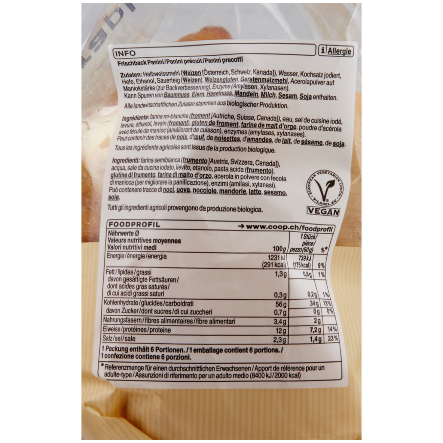 Naturaplan Bio Frischback Panini 6 Stück