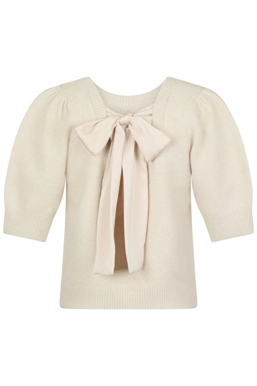 Neo Noir Martha Bow Knit Tee ivory