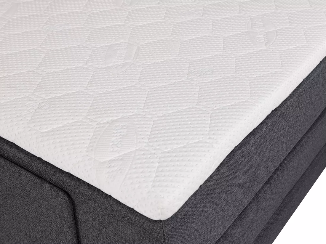 Ensemble complet boxspring tête de lit + sommiers relaxation électrique + matelas + surmatelas - 100 x 200 cm - Tissu - Anthracite - CASTEL II de PALACIO