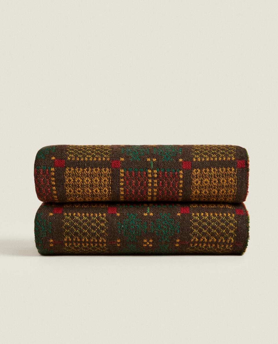 Manta de lã jacquard multicolorida para o Natal