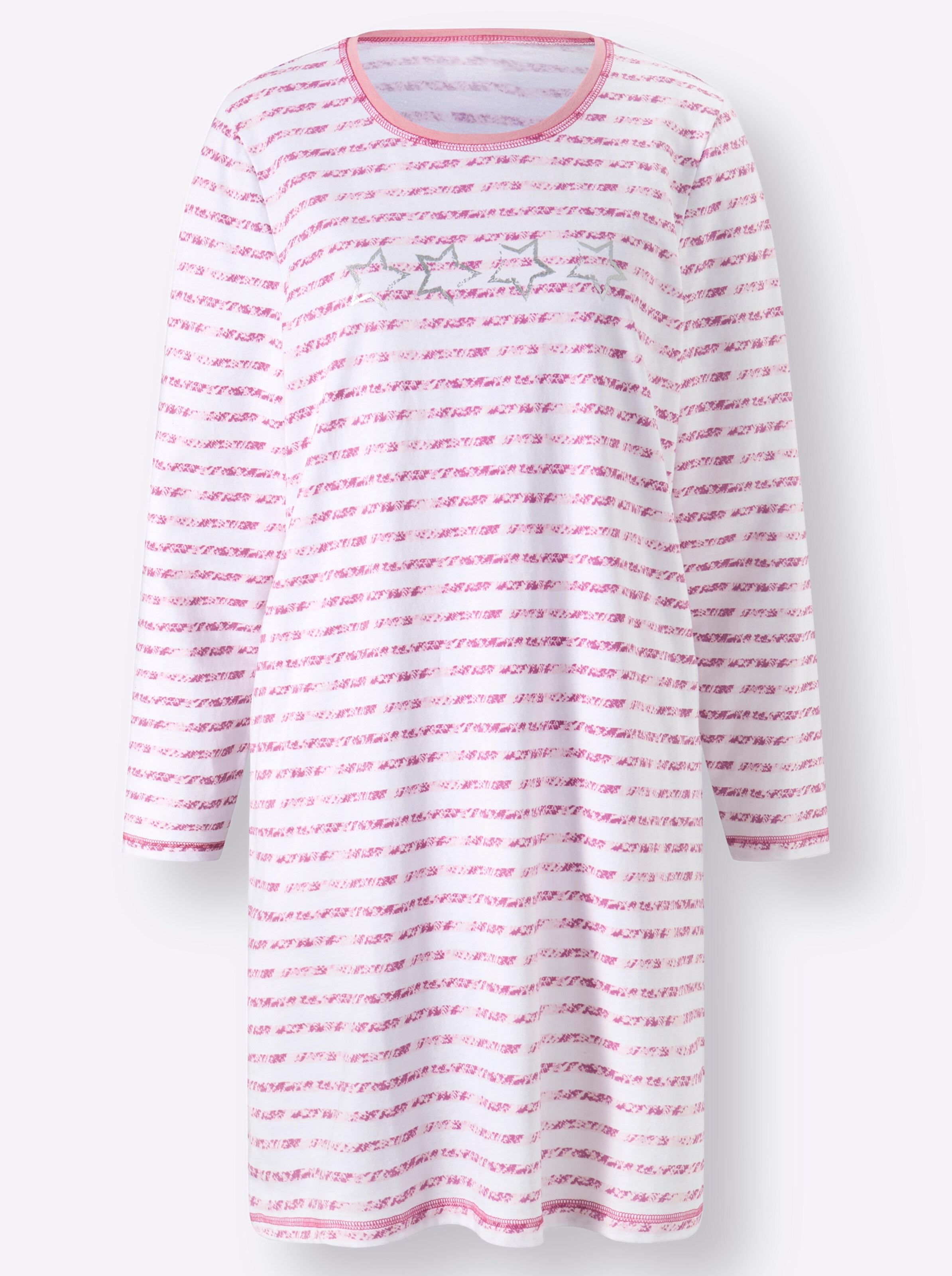 wäschepur Langarm-Sleepshirts in erika + erika-gestreift