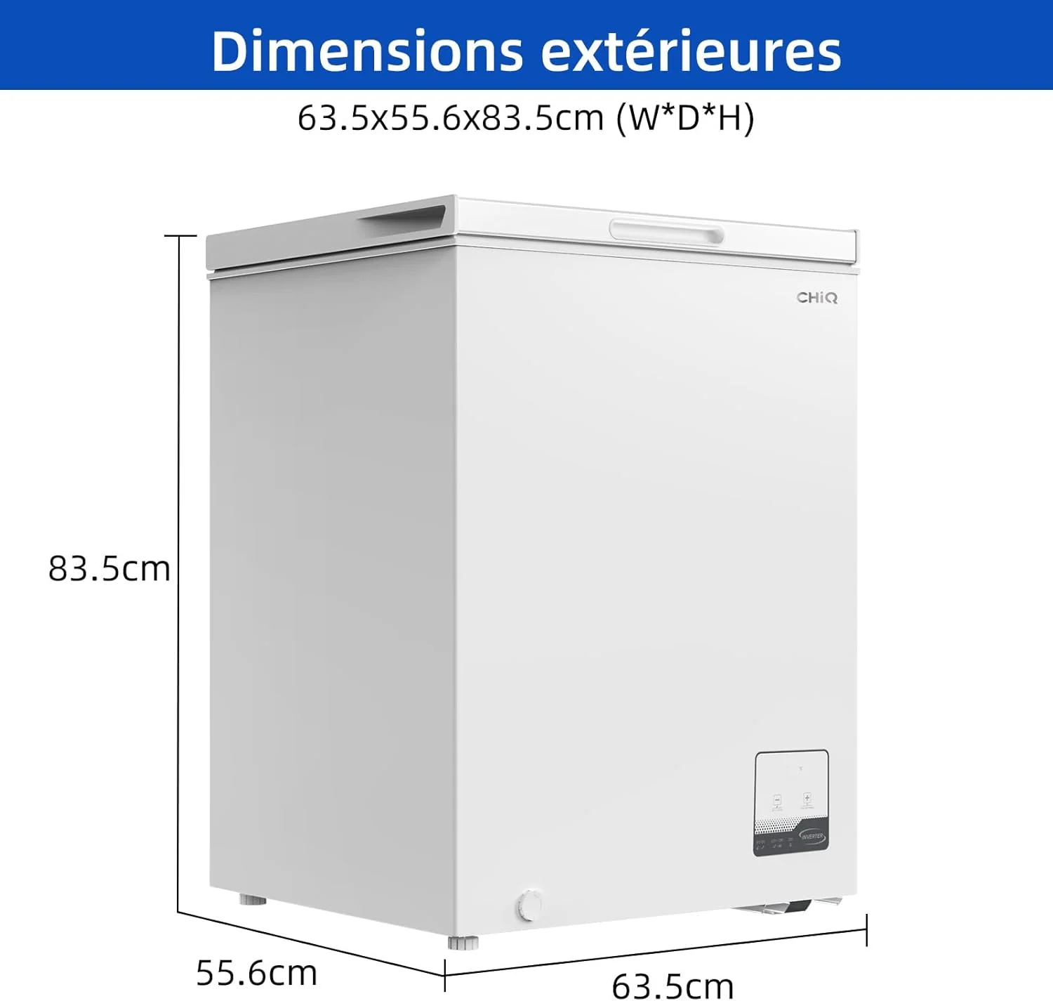 CHiQ congélateur coffre 142L, inverter, -32°C rapide, grille métal, silencieux