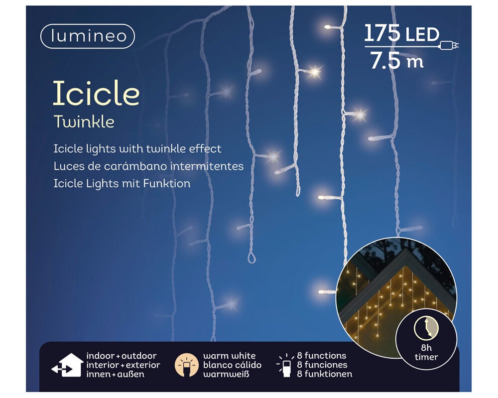 Lumineo Twinkelend - IJspegelverlichting - 175 - Warm wit - 750 cm