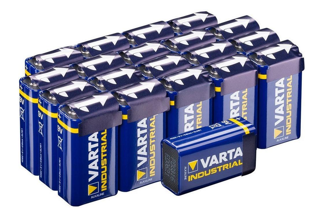 Batterie Industrial 9V E-Block , 20 Stück9V-Blockbatterien im 20er-Karton