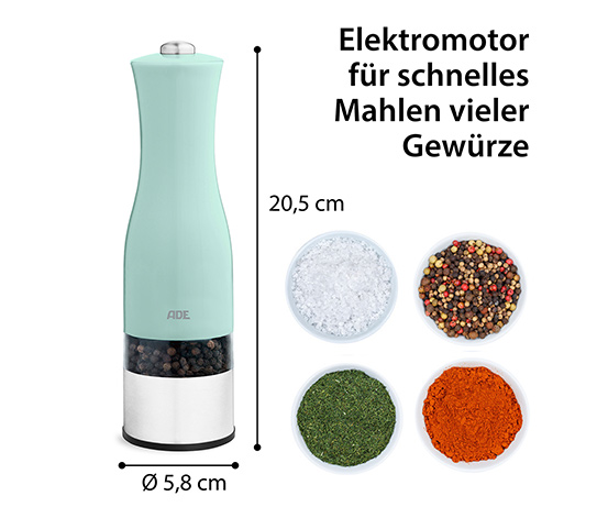 Elektrische Salz-und-Pfeffermühle mit Beleuchtung, mint