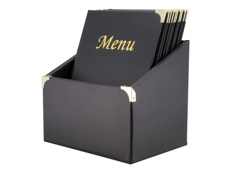 Securit® 10 stk A4 BASIC menuomslag i opbevaringsboks i sort