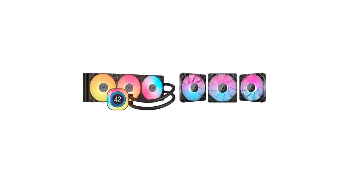CorsairiCUE LINK TITAN 360 RX LCD + 3x iCUE LINK RX120 RGB Cooling bundel waterkoeling  (Zwart, RGB)