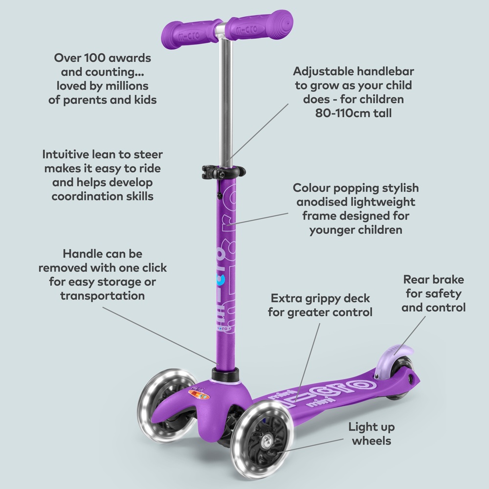 Mini Micro Deluxe LED-Scooter Lila