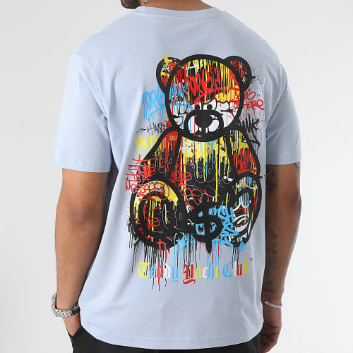 Tee Shirt Oversize Large Art Series Dripping Bleu Clair