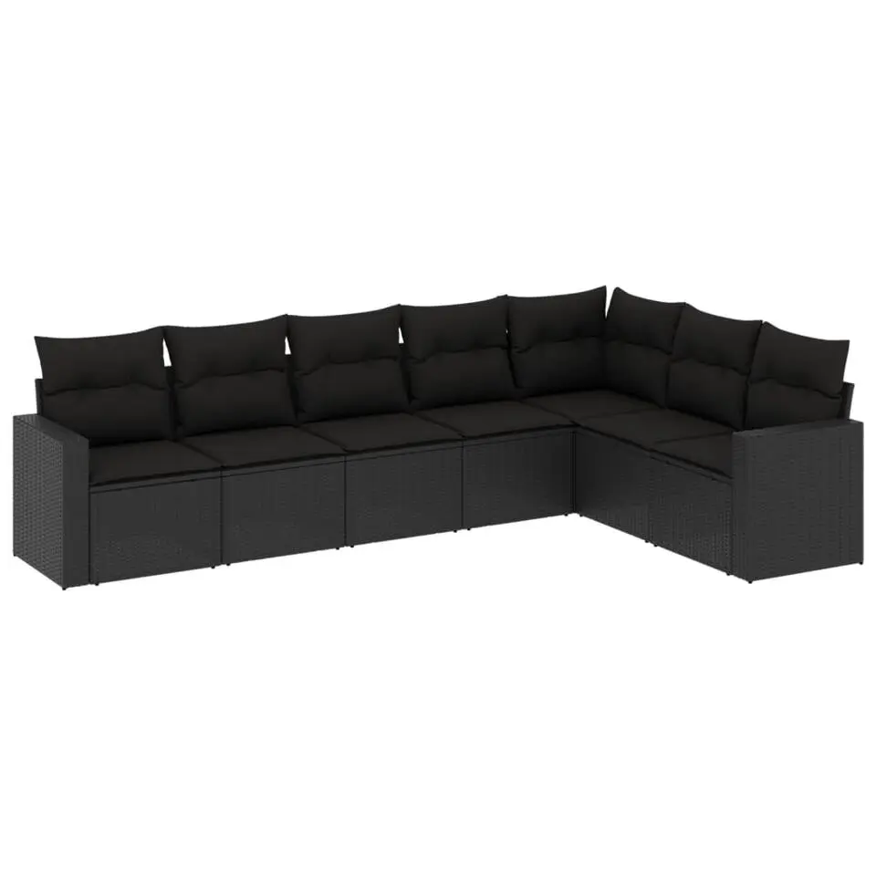 vidaXL - Loungeset - Zwart - Poly rattan - 7 stuks