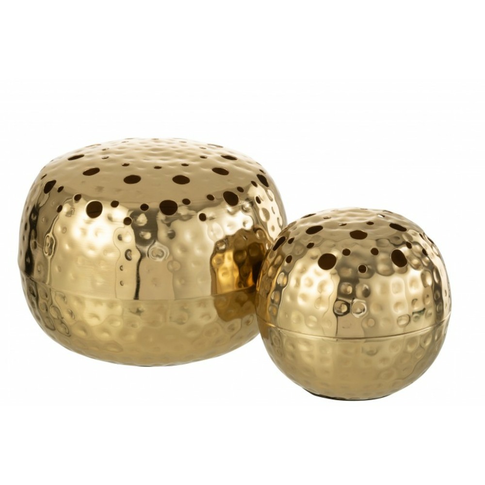 Vase boule avec trous en métal doré 23x23x9 cm