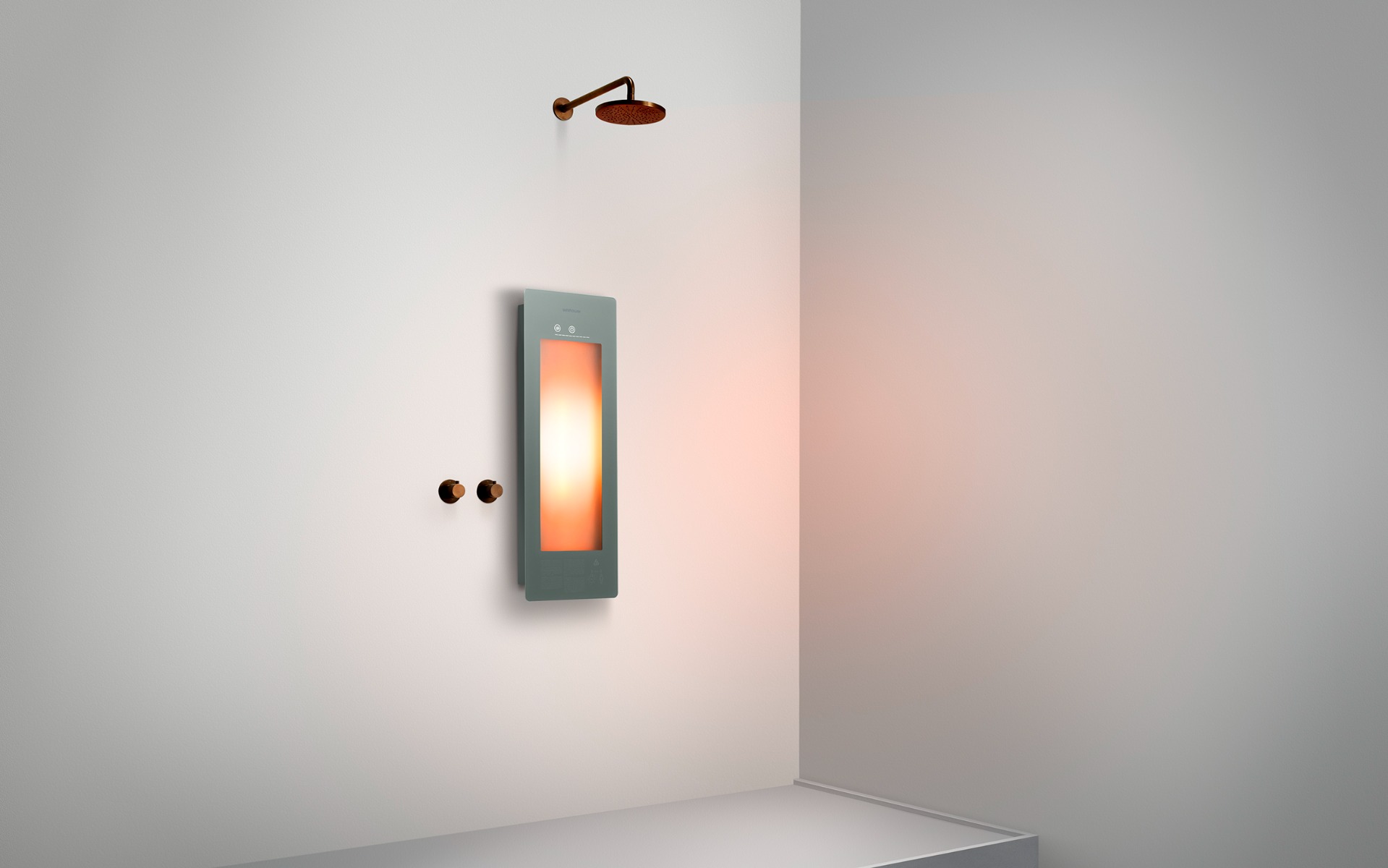 Sunshower Round One Small Organic Grey infraroodlamp 33x95x10cm opbouw