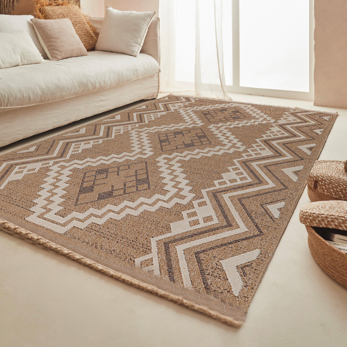 Nazar Rugs Tapis aspect jute TULUM 9054 intérieur & extérieur marron - 200x290 cm