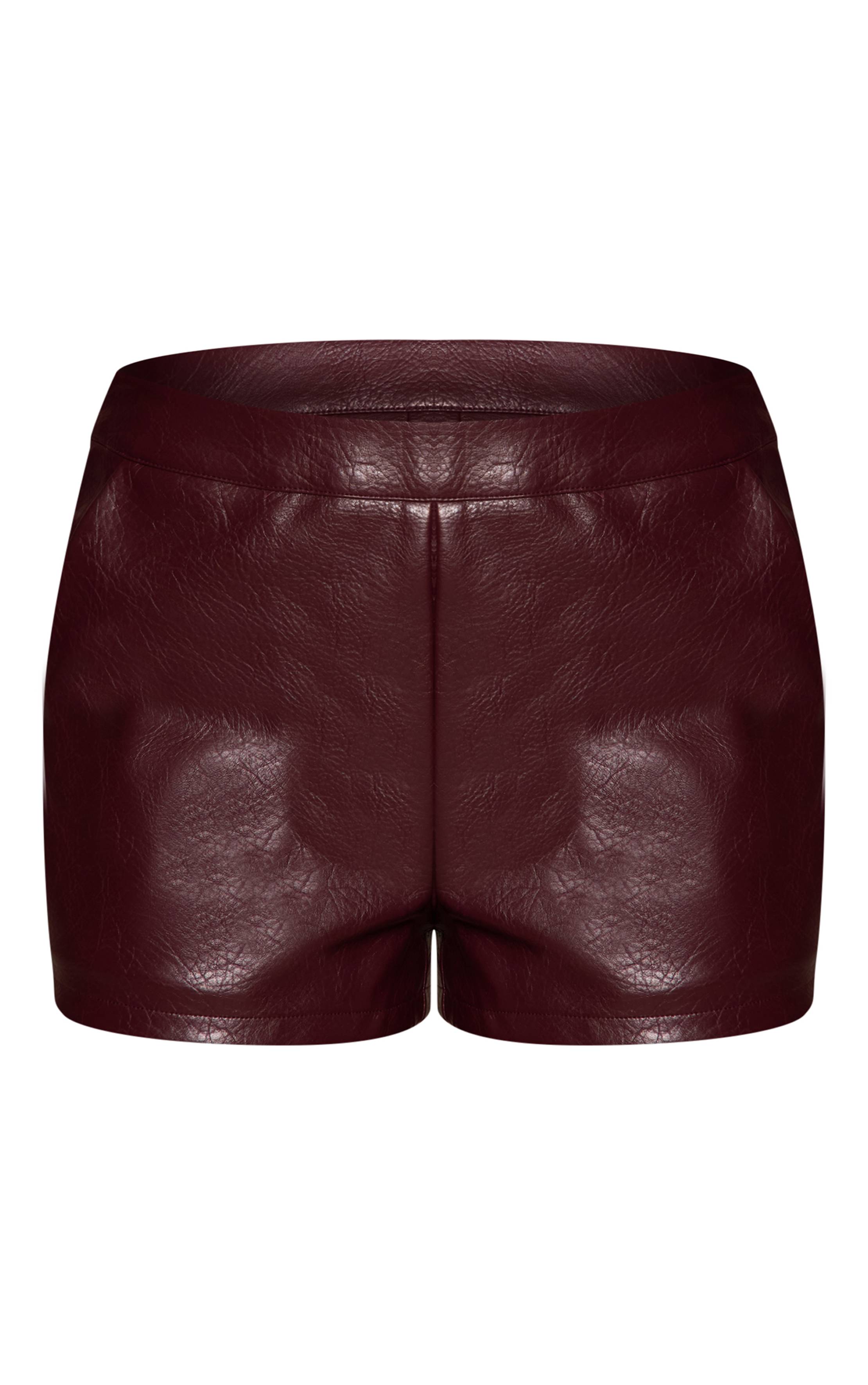 Rouge Vin Short Taille Haute Texturé En Synthétiquecuir
