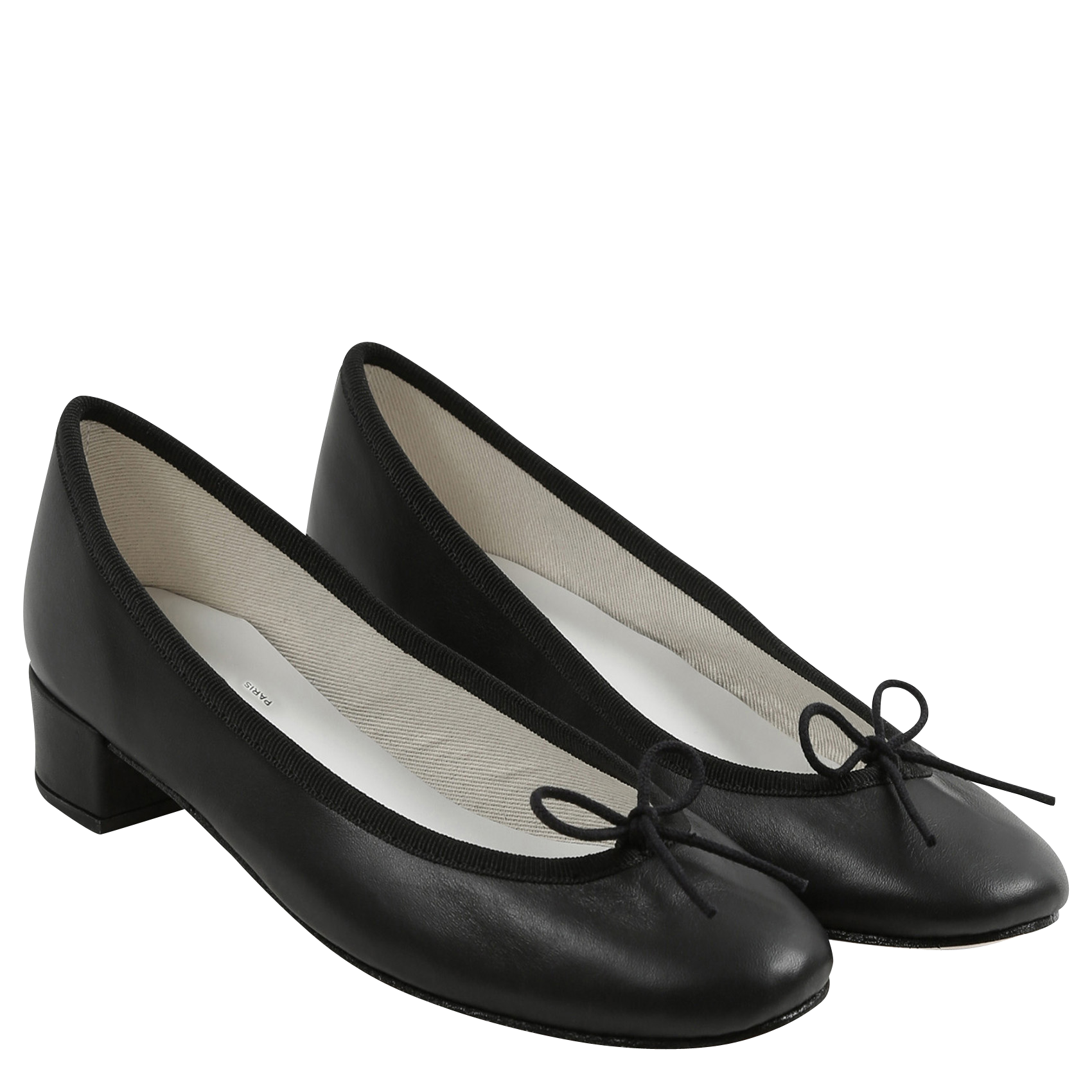 CAMILLE - Ballerines à petits talons en cuir | Noir