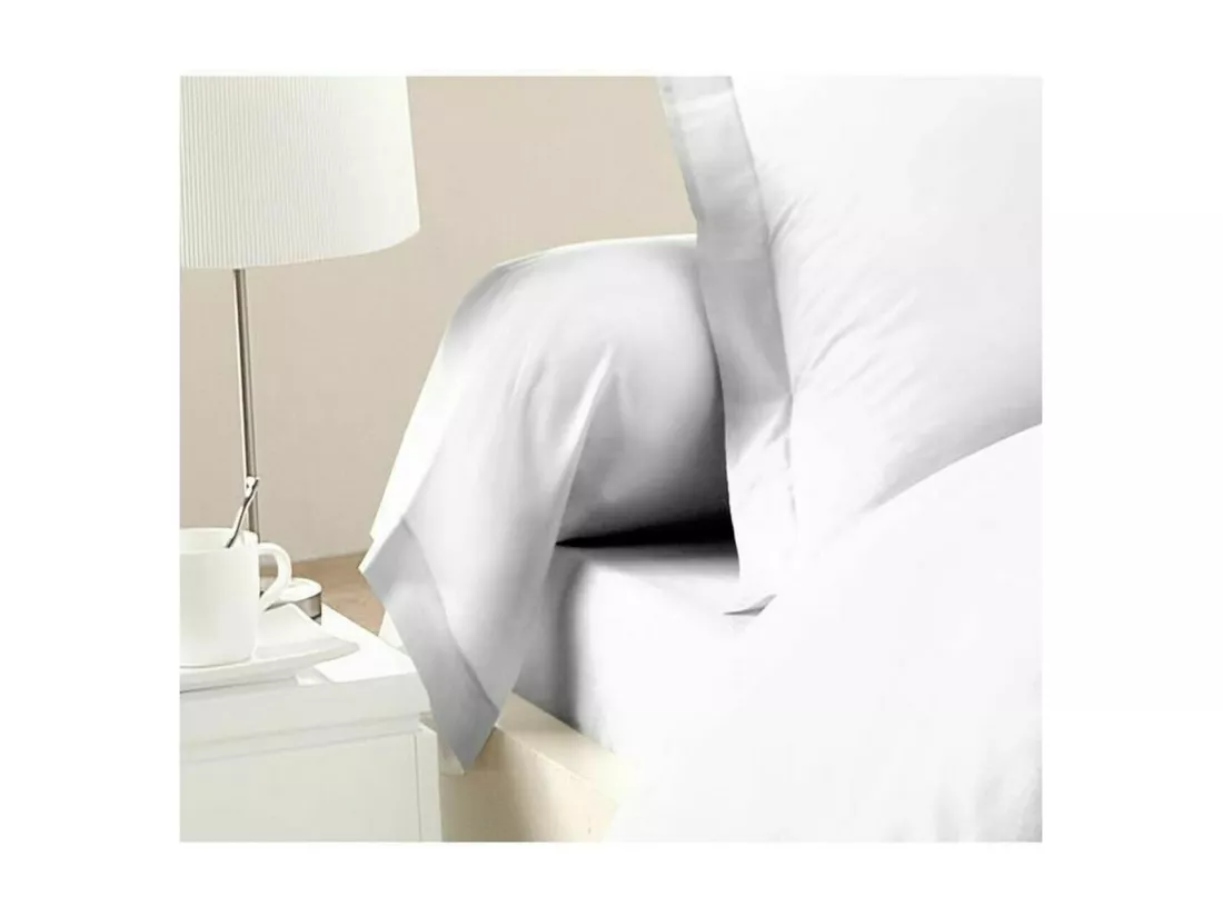 2 Taies de Traversin 100% coton 85 x 185 cm - Blanc