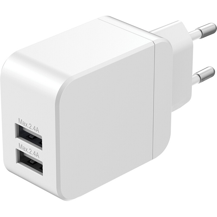 Chargeur pour téléphone mobile Wefix Chargeur secteur double USB-A 2.4A Blanc