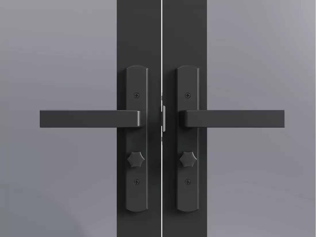 Bloc porte réversible à deux battants en aluminium et verre trempé fumé - 2 x H204 x L83 cm - Noir - MASERU