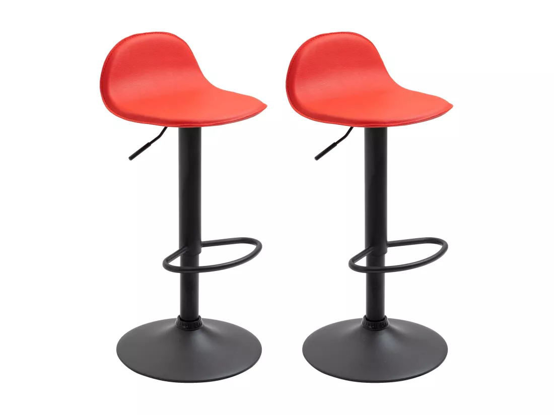 Lot de 2 Tabouret de bar - Similicuir & Métal - Rouge - Lana V2