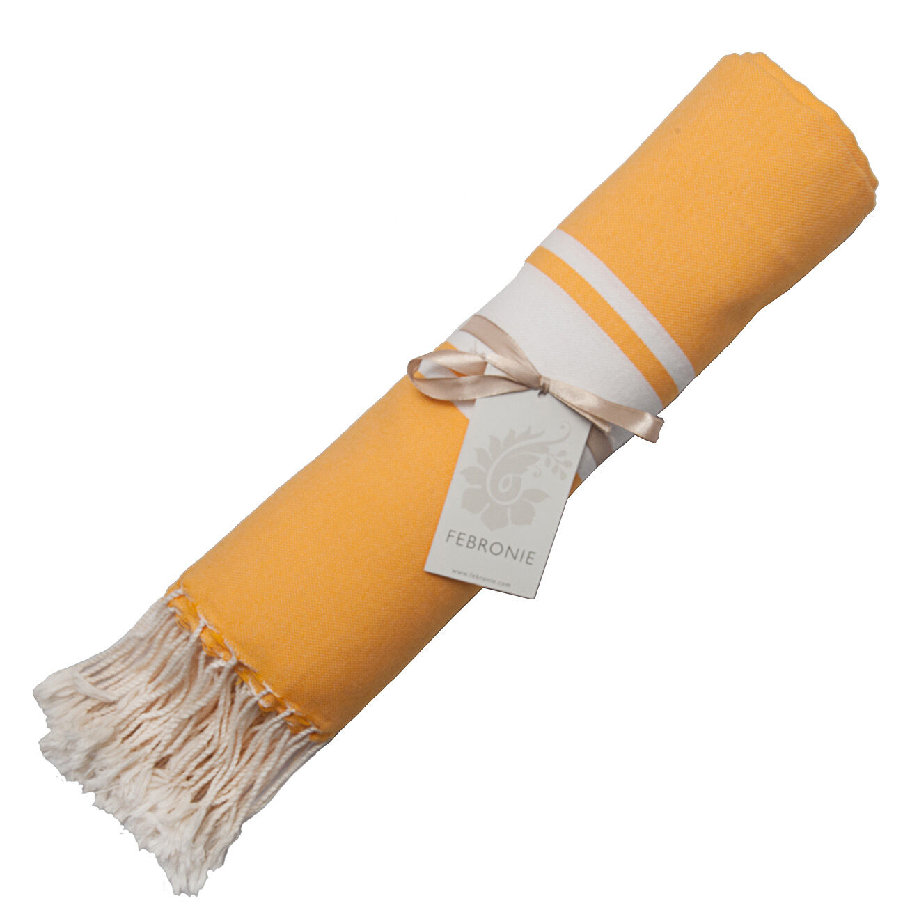 Febronie Fouta Traditionelle St Tropez jaune tournesol/blanc - 100x200 cm
