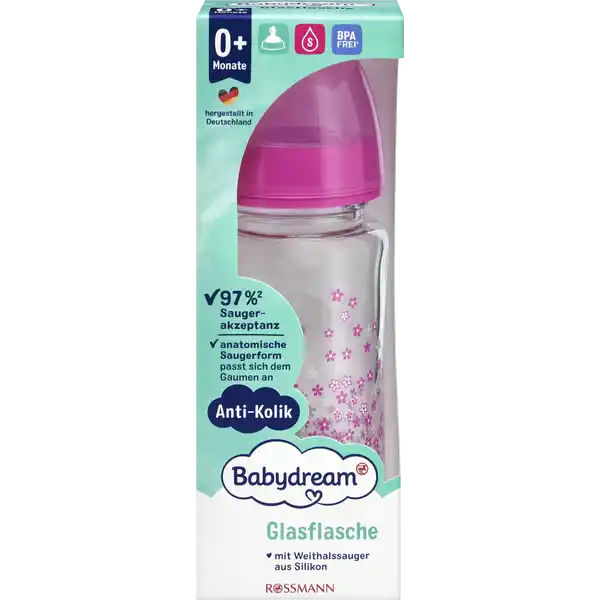 Glas Weithalsflasche Blüten 230 ml