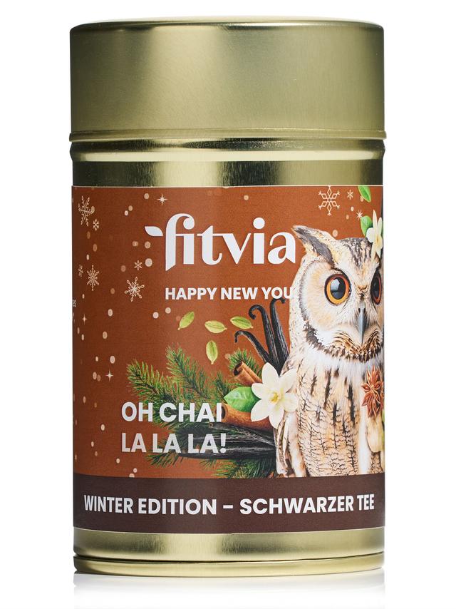 Neujahrswürze Tee Set mit Schwarzer Tee, Thermoflasche, Tee-Ei und Teelöffel, 4-teilig