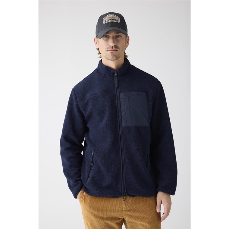 KnowledgeCotton Apparel Everyday Adventure Loose Fit Nordic Light Zip Fleece Night Sky