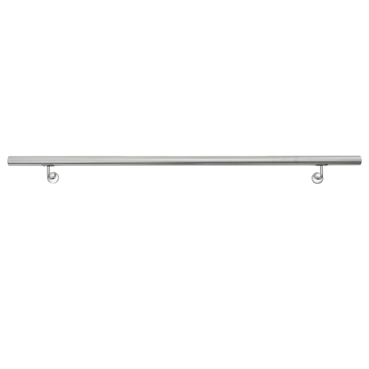 ECD Germany RVS V2A leuning 160cm, rond Ø42mm, roestvrij, geborsteld, binnen/buiten, incl. muurbeugel, RVS leuning, wandleuning, trapleuning, leuning, trap, muurbeugel, steunbeugel