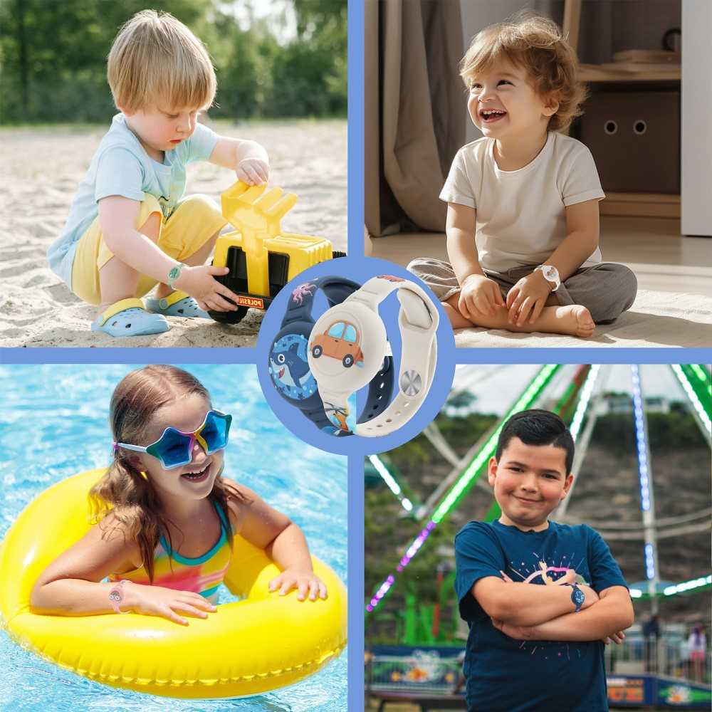 Apple AirTag Silikon Armband für Kinder Wasserdicht mit Verschlusskappe (Gelenkumfang: 130-180mm) - Hai Design