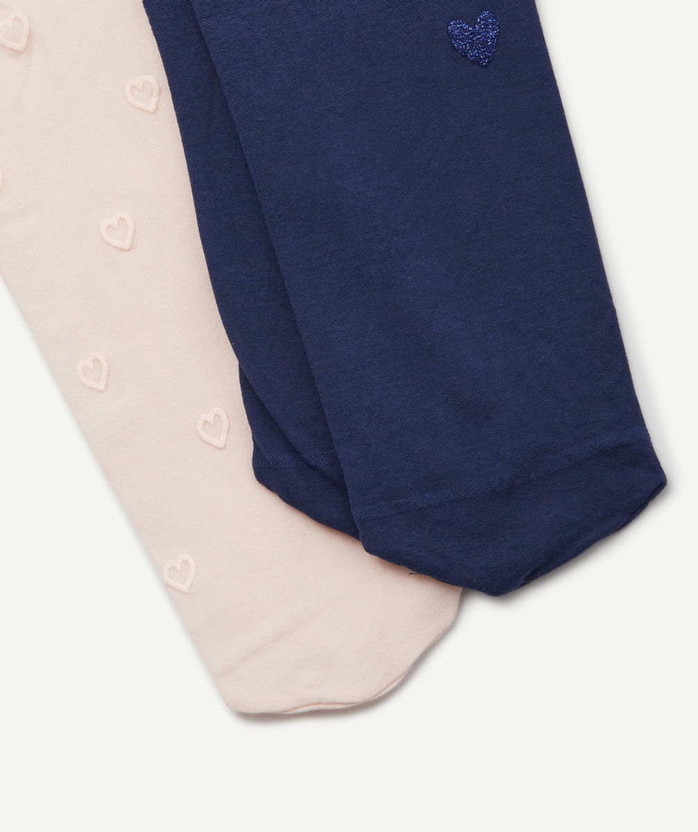 LES 2 PAIRES DE COLLANTS ROSES ET BLEU MARINE EN VOILE