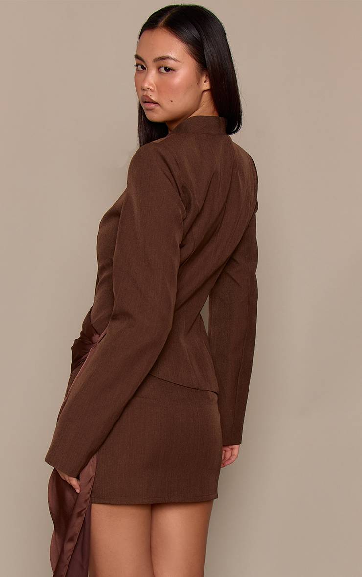 Marron Jupe Mini Évasée À Fines Rayures