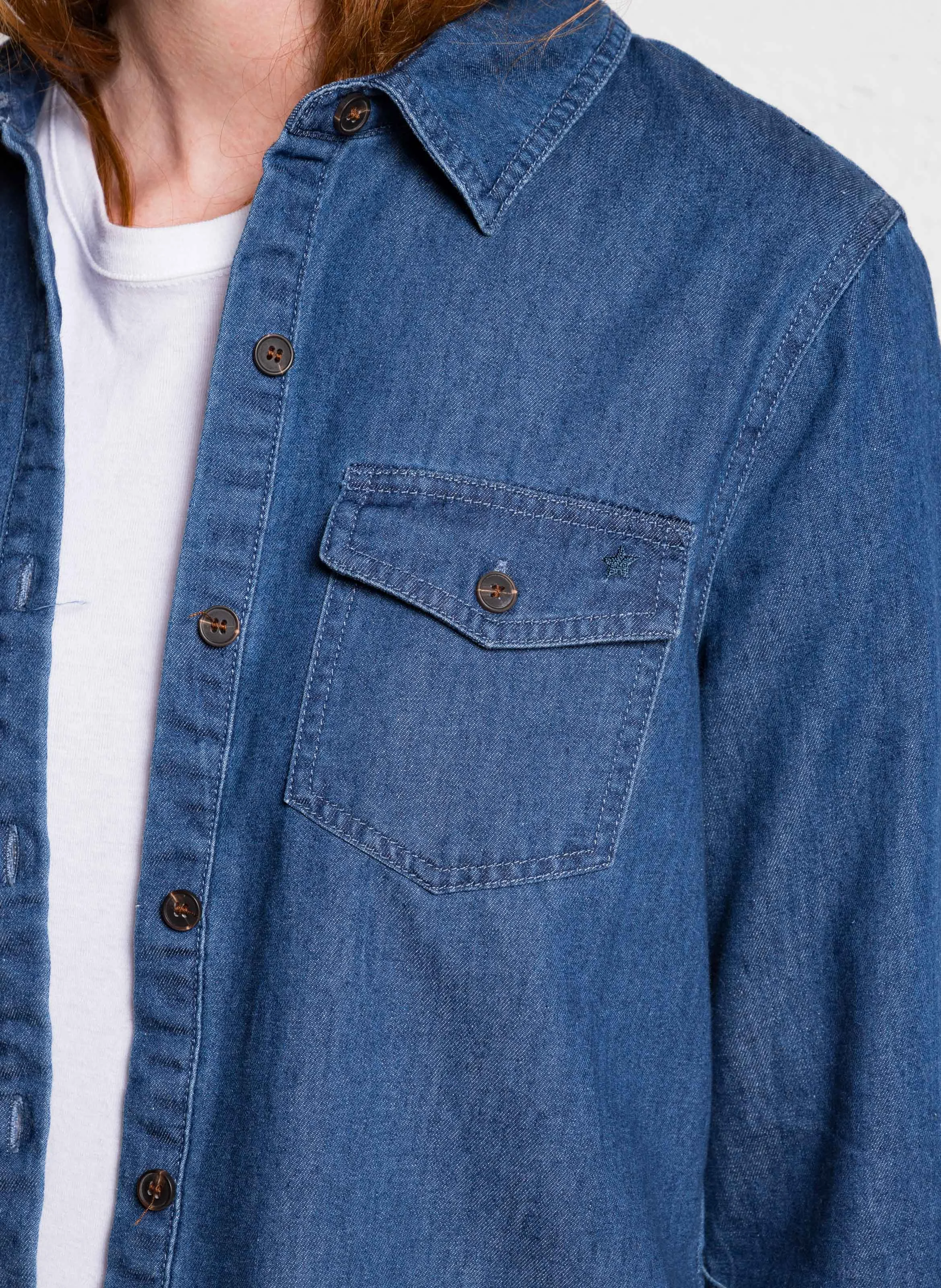 CECILIA - Chemise col classique en denim | Jean brut