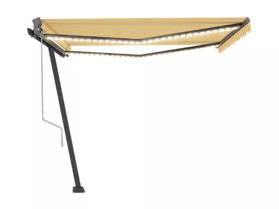 Auvent automatique capteur de vent/LED 400x300cm Jaune et blanc