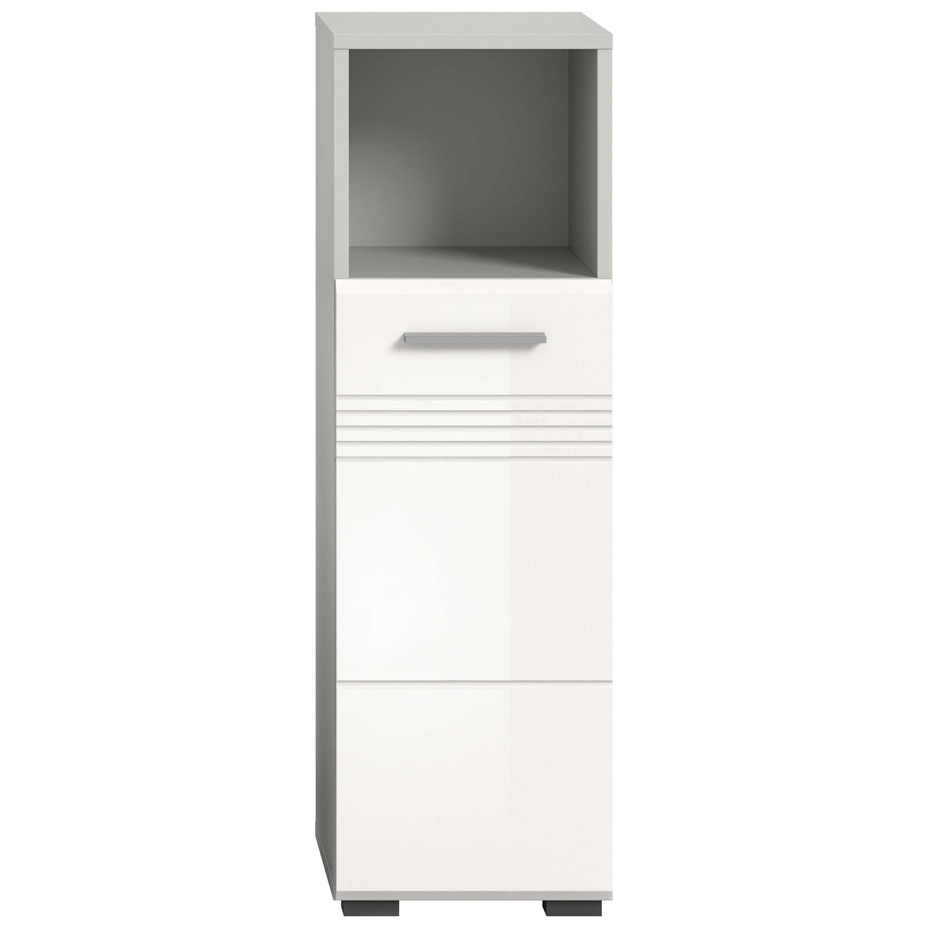 Standschrank COPA - weiß Hochglanz - hellgrau - 95 cm