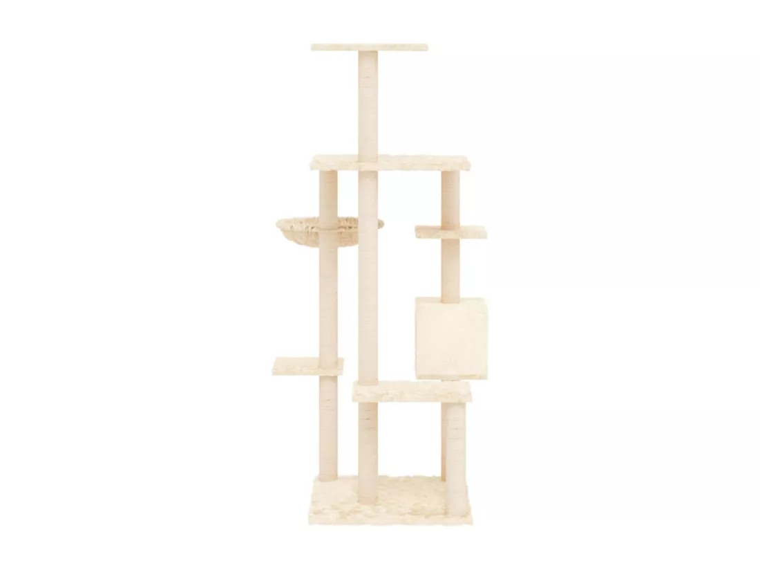 Arbre à chat avec griffoirs en sisal Crème 142 cm