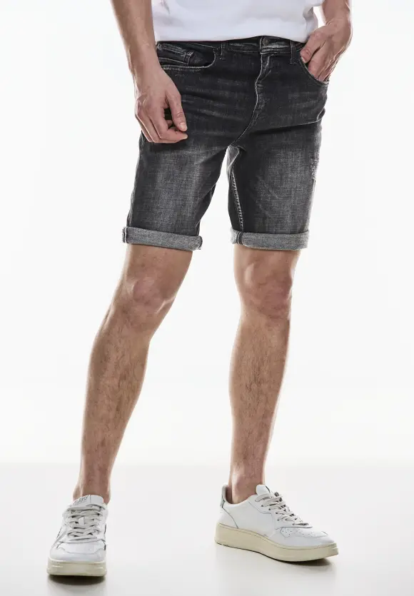Regular Fit Jeans Shorts - black random wash