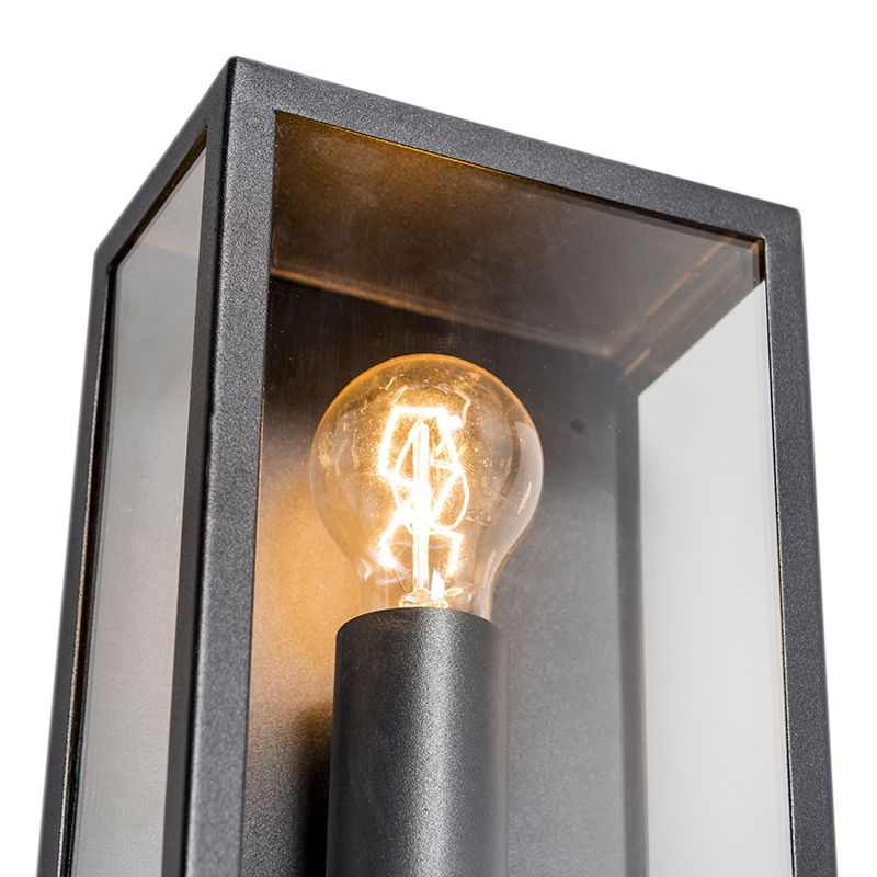 Industriële buiten wandlamp zwart met glas 25,5 cm IP44 - Rotterdam