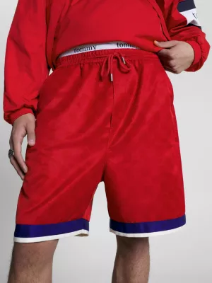 Shorts com cós estampado com logo em padrão xadrez
