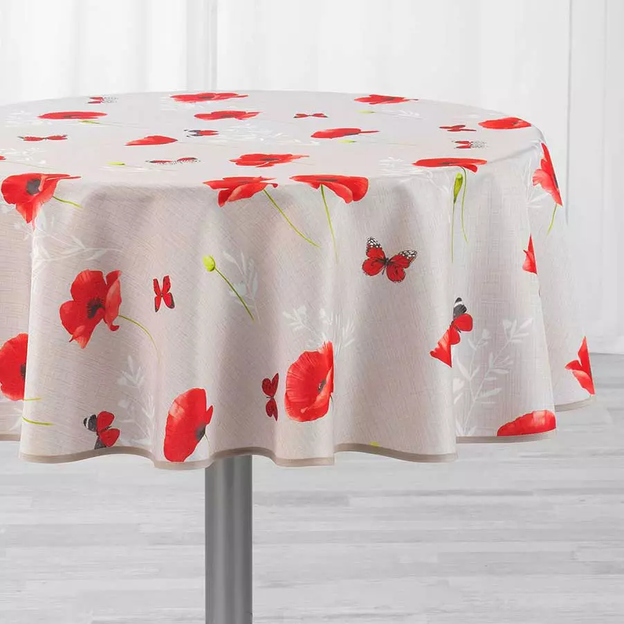 Nappe ronde (D180 cm) Sweet Poppy Rouge