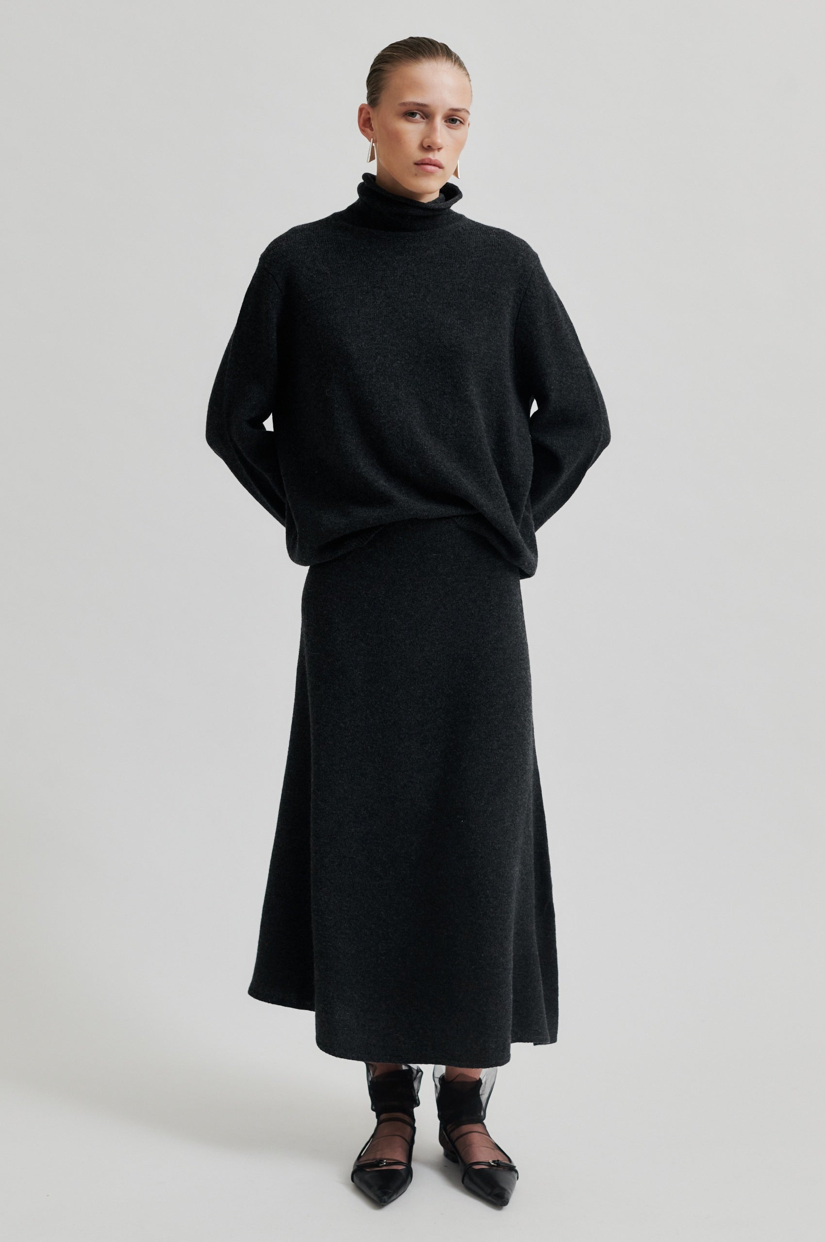 Second Female  Neva merinould nederdel - Dark Grey Melange
