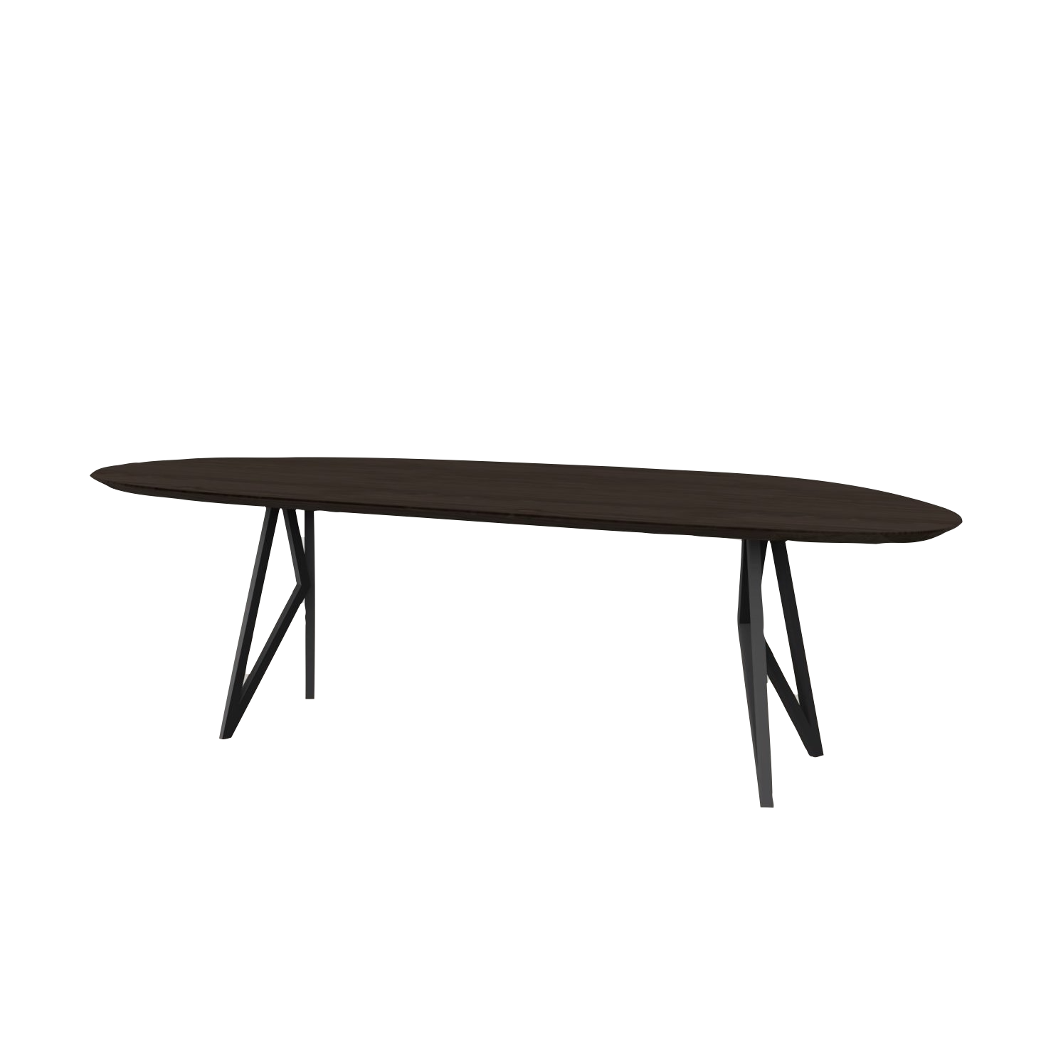 Studio HENK tafel Butterfly Blob - zwart frame, gerookte beits 200 x 100 | Gerookte Beits | Verjongde Rand | Frame Zwart
