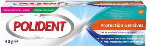 Polident Protection Gencives Crème Fixative Appareils Dentaires Tube 40g