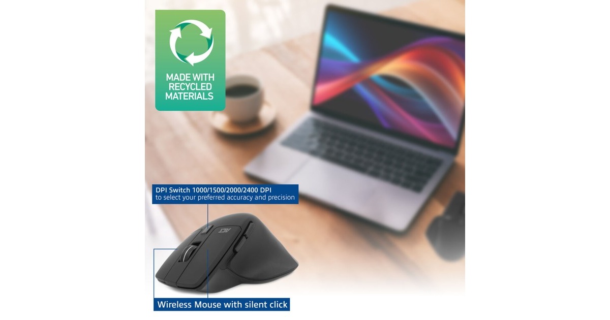 ACT ConnectivityDraadloze muis  (Zwart, 1000 - 2400 DPI)