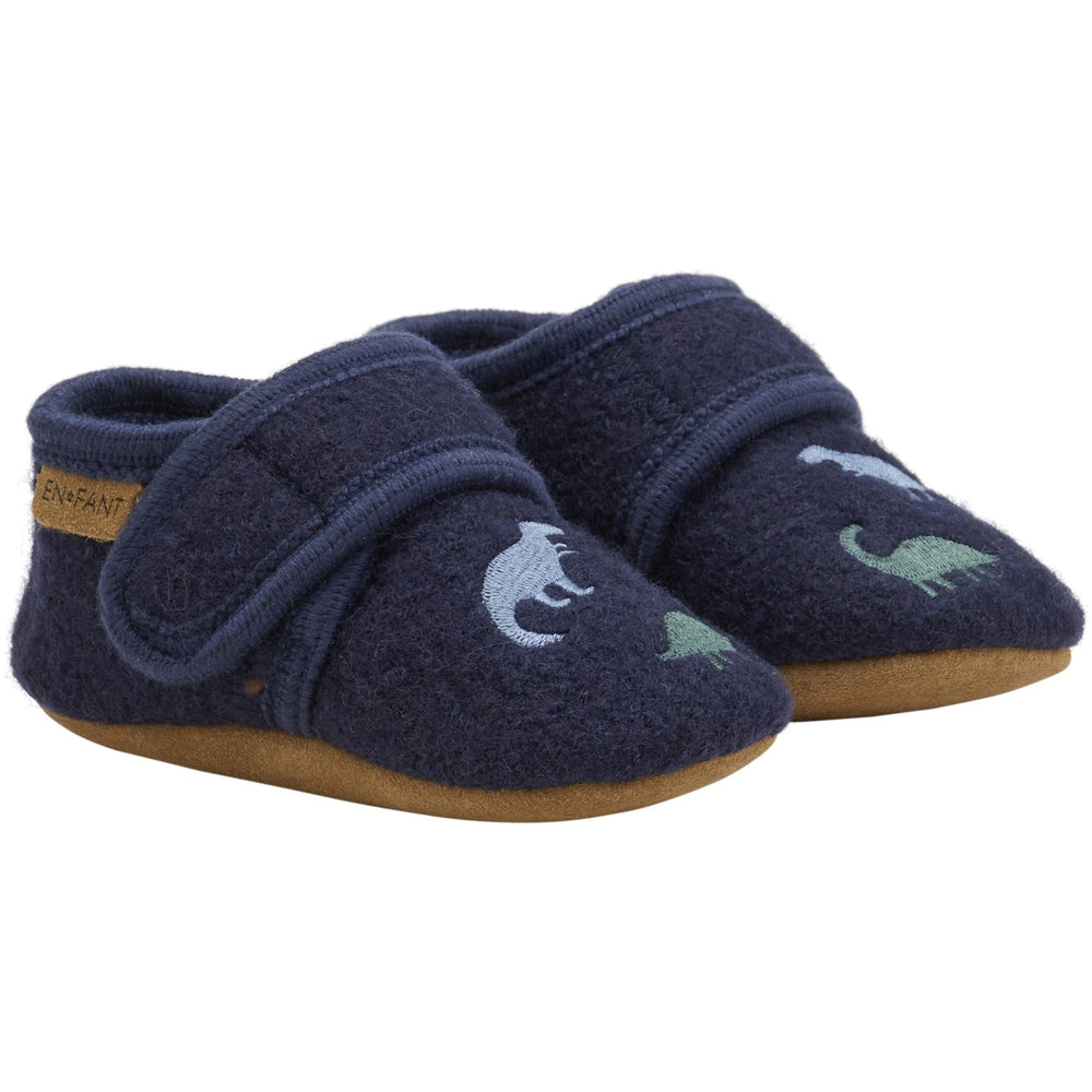 Køb En Fant Navy Uld Slippers Med Broderi