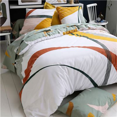 Linge de lit motif coups de pinceau - BECQUET CRÉATION