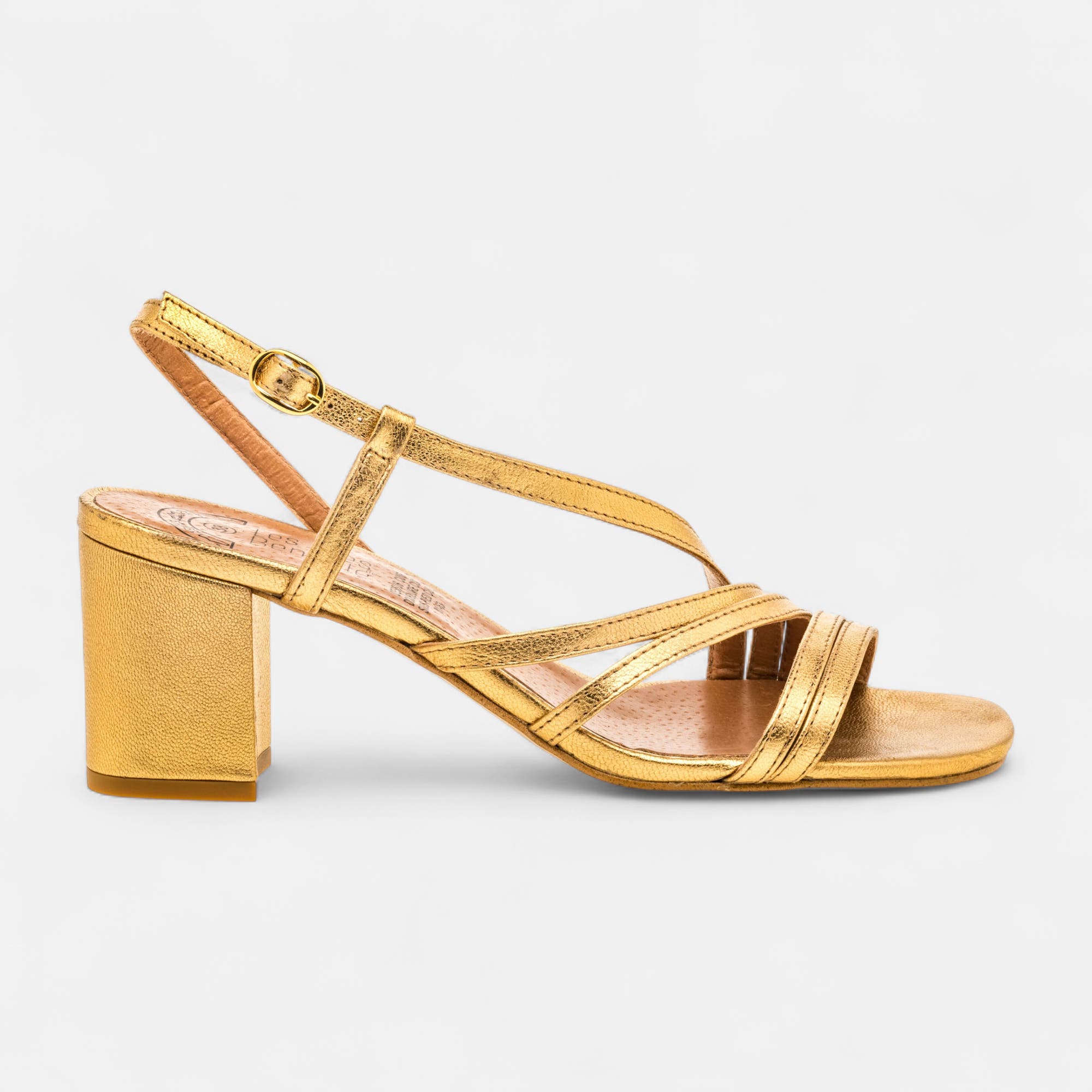 Nu-pieds à talon Femme en cuir or