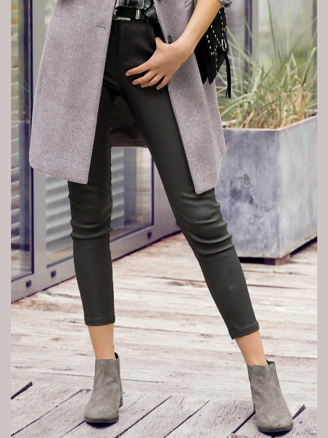 Pantalon en imitation cuir jegging affinant en synthétique