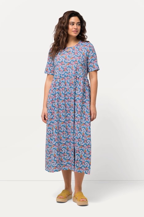 Jersey-Maxikleid, A-Linie, Rundhals, Halbarm, Taschen